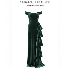 NWT Chiara Boni La Petite Robe Willa Velvet Ruffled Gown size 2